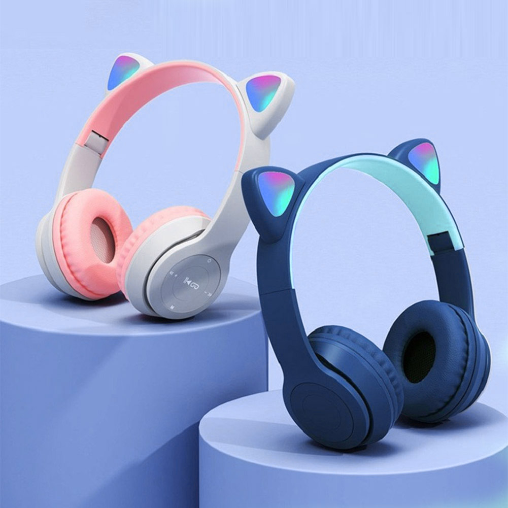 Wired Earphone Lightning - 고양이 귀 게임용 무선 블루투스 헤드폰,